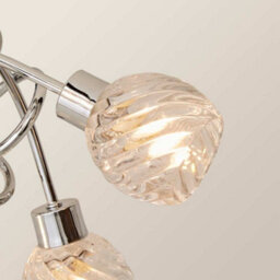 Valuelights Reyka 5 Way Chrome Curved Arm Flush Ceiling Light With Stunning Swirled Glass Dome Shades With 3W Led G9 Bulbs - thumbnail 5