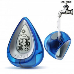 Smart Living Water Powered Multi Function Digital Battery-Free Drop Shape Desk Clock - Blue - thumbnail 1