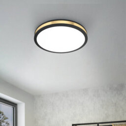 Eglo Pescaito Led Black And Gold Flush Round Ceiling Light - thumbnail 1