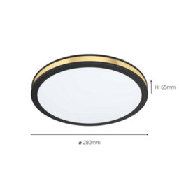 Eglo Pescaito Led Black And Gold Flush Round Ceiling Light - thumbnail 3