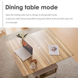 Abrihome White & Oak Lift-Top Coffee Table With 2 Drawers - Multi-Functional Storage Coffee Table For Living Room - thumbnail 4
