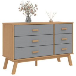 Berkfield Drawer Cabinet Olden Grey And Brown Solid Wood Pine - thumbnail 4