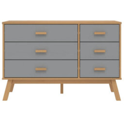 Berkfield Drawer Cabinet Olden Grey And Brown Solid Wood Pine - thumbnail 7
