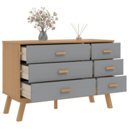 Berkfield Drawer Cabinet Olden Grey And Brown Solid Wood Pine - thumbnail 5