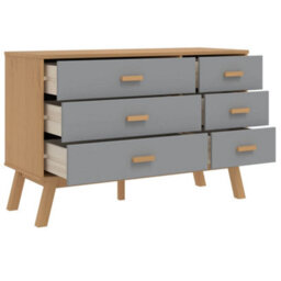 Berkfield Drawer Cabinet Olden Grey And Brown Solid Wood Pine - thumbnail 6