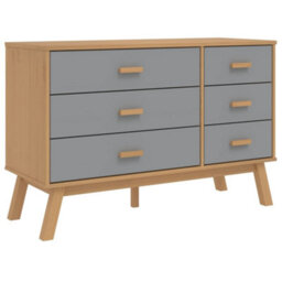 Berkfield Drawer Cabinet Olden Grey And Brown Solid Wood Pine - thumbnail 2