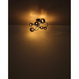Luminosa Lighting Luminosa Riha Multi Arm Semi Flush Ceiling Lamp Matt Black Smoke Glass Shade 6X G9 3000K - thumbnail 3