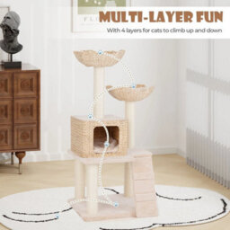 Cat Tree 122 Cm Cattail Cat Tower W/ Sisal Scratching Posts - thumbnail 5