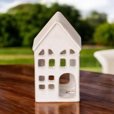 Minster House Tealight Holder - Ceramic - L7 X W6 X H12 Cm - Cream