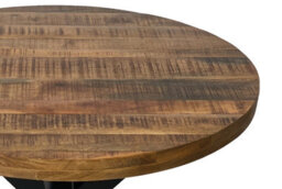 Buttercup Farm Industrial Round X Leg Dining Table - Mango Wood/iron - L150 X W150 X H76 Cm - Mango Pp Saw Finish - thumbnail 3