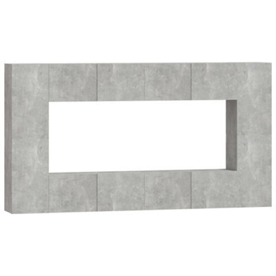 Berkfield Classic 8 Piece Tv Cabinet Set Concrete Grey Engineered Wood - image 1