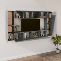 Berkfield Classic 8 Piece Tv Cabinet Set Concrete Grey Engineered Wood - thumbnail 3