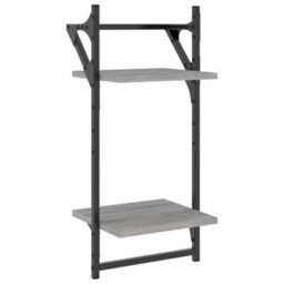 Berkfield 4 Piece Wall Shelf Set With Bars Grey Sonoma Engineered Wood - thumbnail 7
