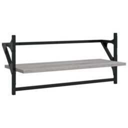 Berkfield 4 Piece Wall Shelf Set With Bars Grey Sonoma Engineered Wood - thumbnail 5