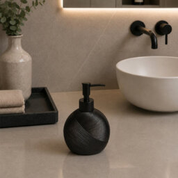 Showerdrape Ripple Black Textured Bathroom Accessory Set - Soap Dispenser & Toothbrush Holder - thumbnail 7