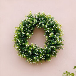 Primrose Baby's Breath Artificial Flower Wreath With Hanging Loop 45Cm - thumbnail 1