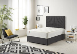 "Somnior Beds Platinum Divan Bed Set With Mattress & 30"" Headboard - Plush Velvet, Black, 5Ft King" - thumbnail 1