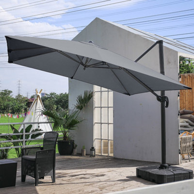 Living And Home 3M Large Square Canopy Rotatable Tilting Garden Rome Umbrella Cantilever Parasol With 100 L Fillable Base, Dark Grey - image 1