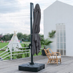 Living And Home 3M Large Square Canopy Rotatable Tilting Garden Rome Umbrella Cantilever Parasol With 100 L Fillable Base, Dark Grey - thumbnail 3