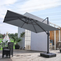 Living And Home 3M Large Square Canopy Rotatable Tilting Garden Rome Umbrella Cantilever Parasol With 100 L Fillable Base, Dark Grey - thumbnail 2