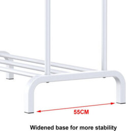 Heavy Duty Metal Double Rail Clothes Garment Hanging Rack Shelf Display Stand White - thumbnail 3