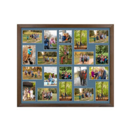 AK Frames 80X70Cm Walnut Classic Multi Photo Frame With Pompadour Mount - Holds 20 Apertures (18X) 6X4, (2X) 4X4 Photos