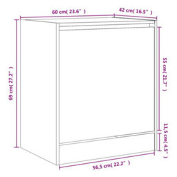 Berkfield Shoe Cabinet Sonoma Oak 60X42X69 Cm Engineered Wood - thumbnail 9