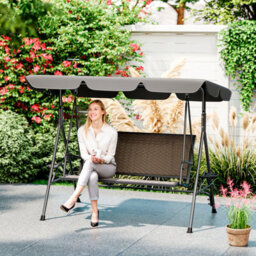 Outsunny 3 Seater Garden Swing Seat Bench W/ Adjustable Canopy, Grey