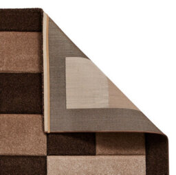Brown Beige Chequered Rug, 10mm Thickness Bordered Rug, Geometric Modern Rug For Bedroom, & Dining Room-160Cm X 220Cm - thumbnail 8