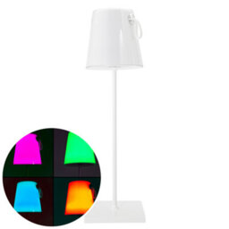 Happy Homewares Tall Modern White Led Colour Changing Rechargeable Touch Table Lamp - thumbnail 2