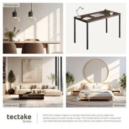 Tectake Desk Vanport - Height-Adjustable Plastic Feet 60 Cm - Industrial Wood Dark, Rustic - thumbnail 5
