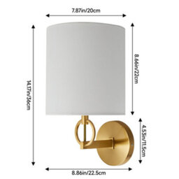 Living And Home Metal Bracket Wall Lamp With Fabric Lampshade, Bedroom Bedside Wall Lamp, E27 Bulb Base - thumbnail 6
