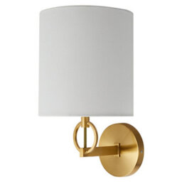 Living And Home Metal Bracket Wall Lamp With Fabric Lampshade, Bedroom Bedside Wall Lamp, E27 Bulb Base - thumbnail 2
