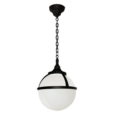 Luminosa Lighting Elstead Glenbeigh 1 Light Outdoor Globe Ceiling Chain Lantern Black Ip44, E27