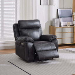 More4Homes Vinson Electric Recliner Air Leather Usb-C Charging Recliner Chair (Charcoal) - thumbnail 2