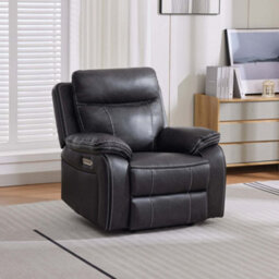 More4Homes Vinson Electric Recliner Air Leather Usb-C Charging Recliner Chair (Charcoal) - thumbnail 1