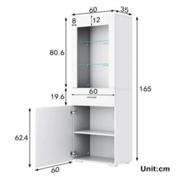 Modern High Gloss White Display Cabinet Sideboards Storage Cupboard With Rgb Led - thumbnail 5