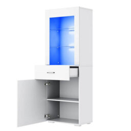 Modern High Gloss White Display Cabinet Sideboards Storage Cupboard With Rgb Led - thumbnail 2