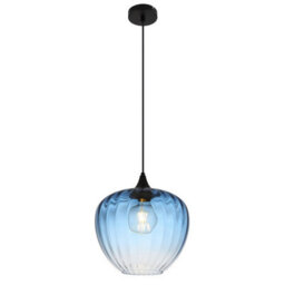 Luminosa Lighting Luminosa Sander Dome Pendant Ceiling Light Matt Black Blue Glass Shade 1X E27 - thumbnail 1