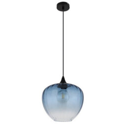 Luminosa Lighting Luminosa Sander Dome Pendant Ceiling Light Matt Black Blue Glass Shade 1X E27 - thumbnail 2