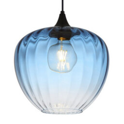 Luminosa Lighting Luminosa Sander Dome Pendant Ceiling Light Matt Black Blue Glass Shade 1X E27 - thumbnail 3