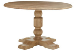 Orsina Oak Wood Natural Round Dining Table, Dining Room Table With Carved Base, Artistic Dining Table For Kitchen - thumbnail 2