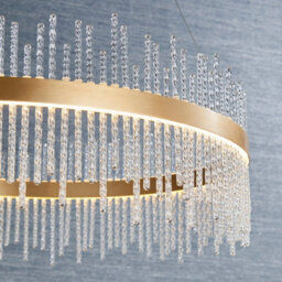 Brushed Gold Ceiling Pendant Light - Decorative Glass Rods - Integrated Led - thumbnail 5