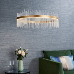 Brushed Gold Ceiling Pendant Light - Decorative Glass Rods - Integrated Led - thumbnail 4