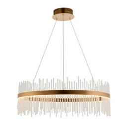 Brushed Gold Ceiling Pendant Light - Decorative Glass Rods - Integrated Led - thumbnail 1