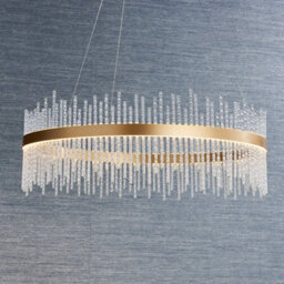 Brushed Gold Ceiling Pendant Light - Decorative Glass Rods - Integrated Led - thumbnail 3