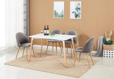 Life Interiors Lucia Halo Dining Set, A Table And Chairs Set Of 4, White/grey - image 1
