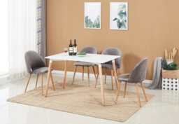 Life Interiors Lucia Halo Dining Set, A Table And Chairs Set Of 4, White/grey - thumbnail 1