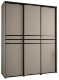 Arte Dakota X Sliding Door Wardrobe In Cashmere & Black - Premium Laminated Board - Pvc-Finished Edges - W200Cm X H235Cm X D60Cm