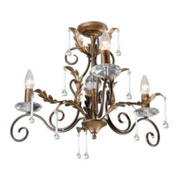 Elstead Amarilli Chandelier 3 Light Bronze, Gold Floral Leaves Design , E14 - thumbnail 2